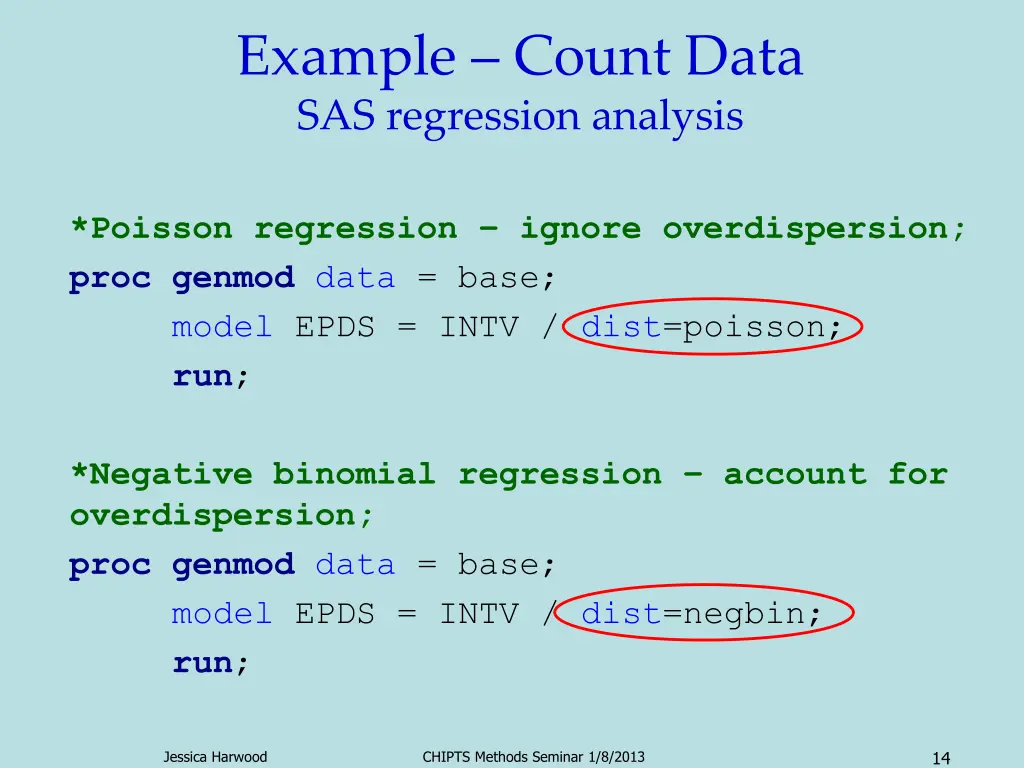 example count data sas regression analysis