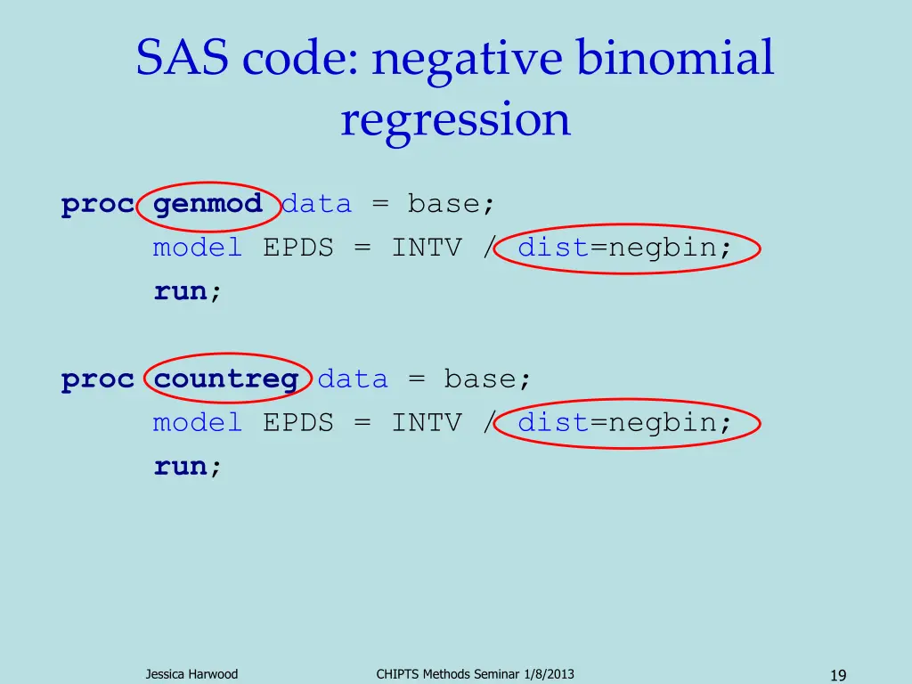 sas code negative binomial regression