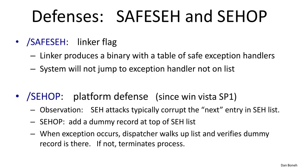 defenses safeseh and sehop