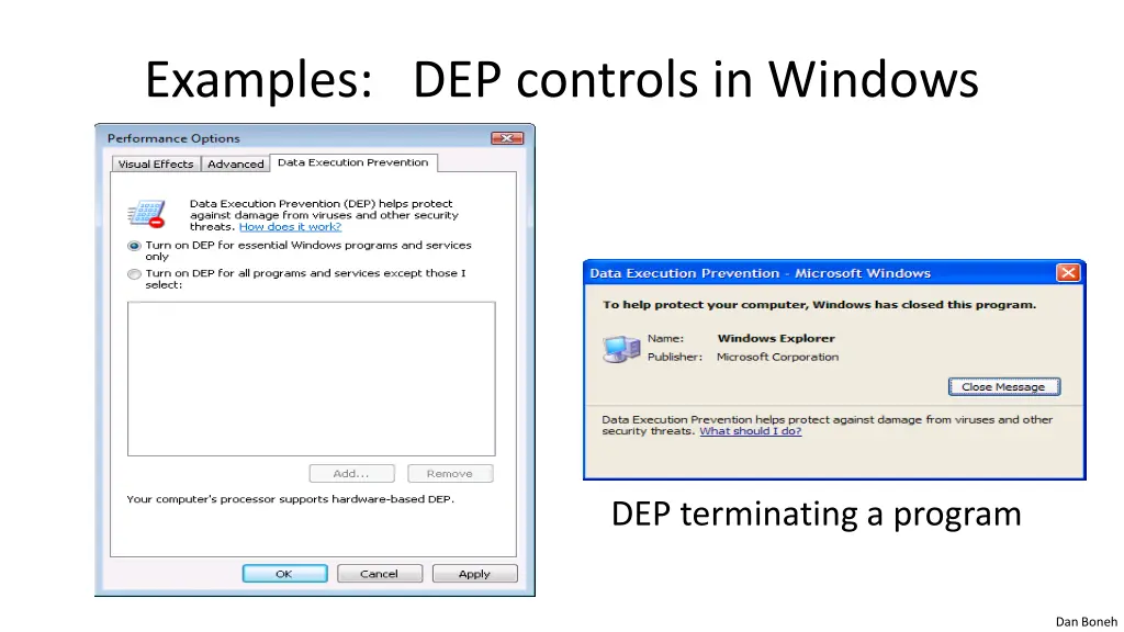 examples dep controls in windows