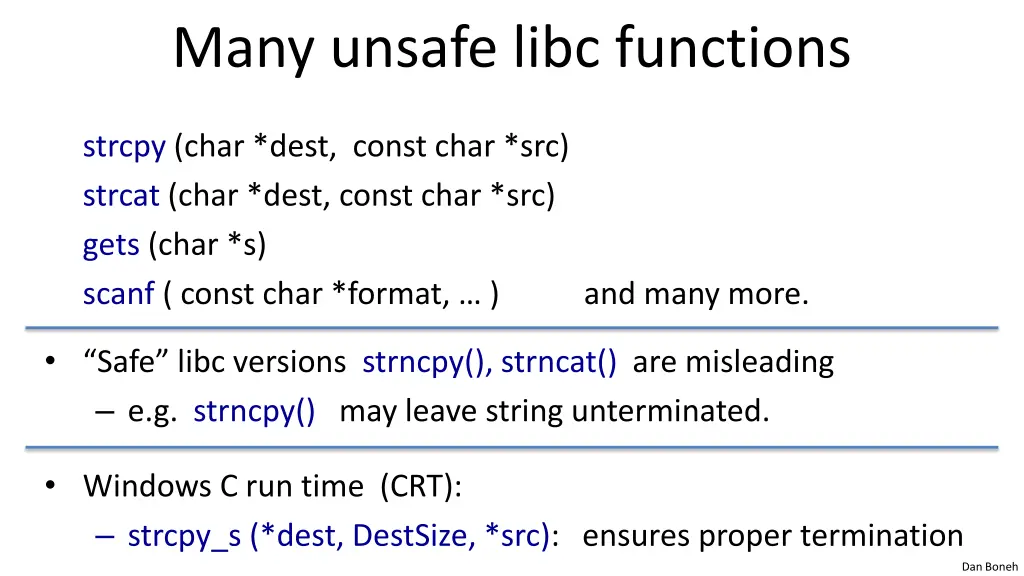 many unsafe libc functions