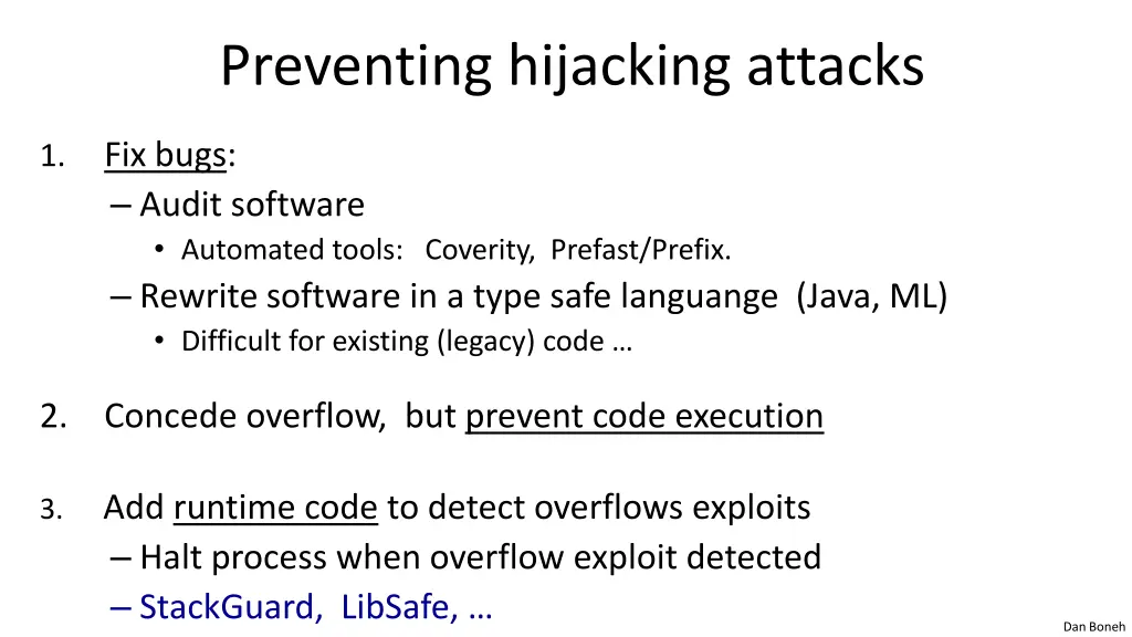 preventing hijacking attacks