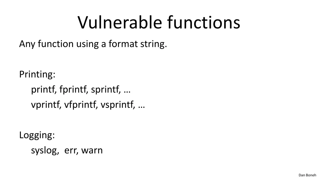 vulnerable functions