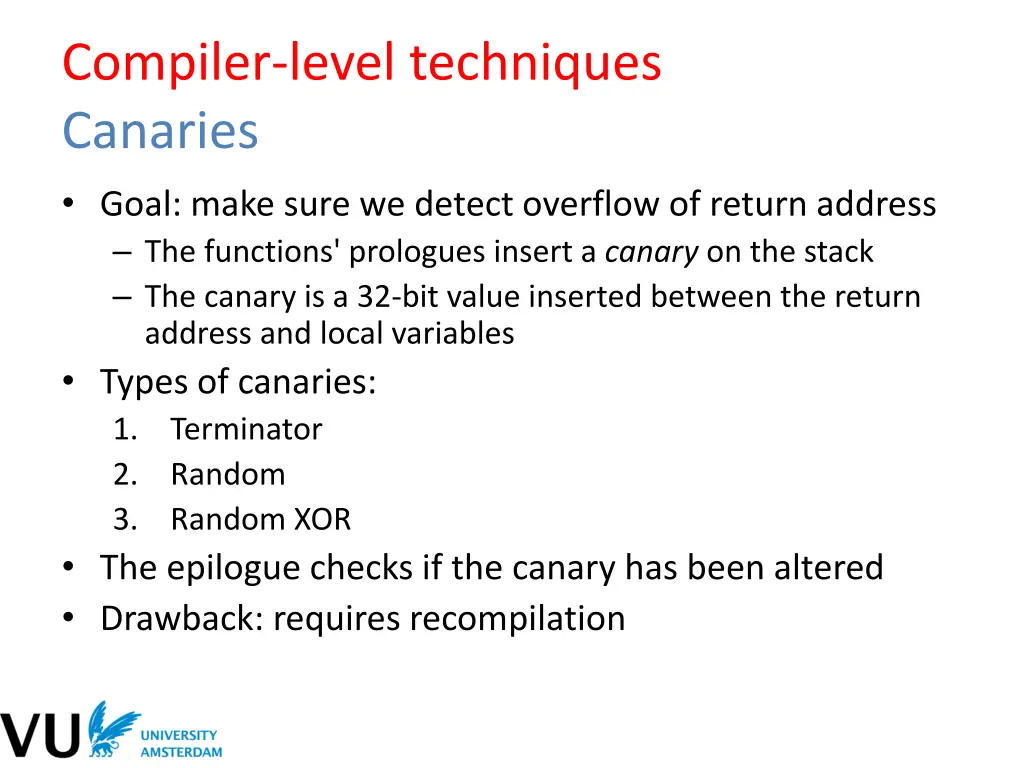 compiler level techniques canaries