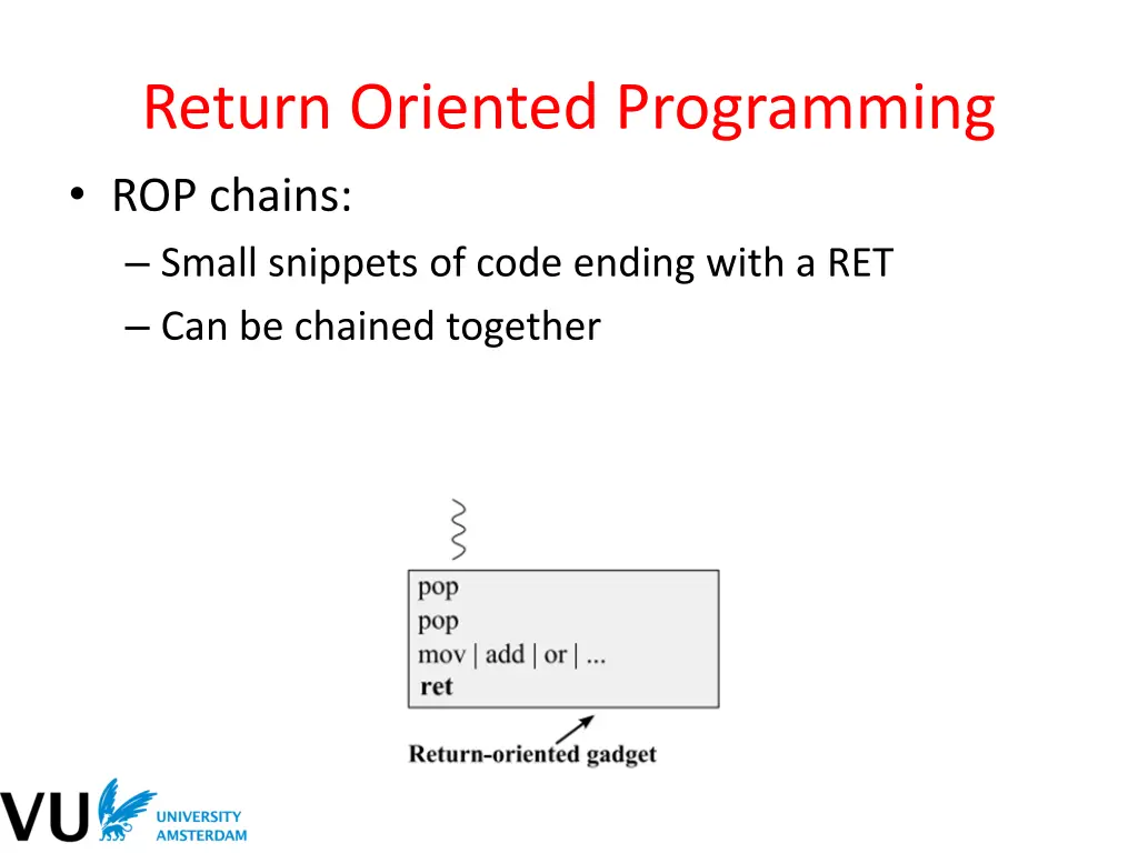 return oriented programming rop chains small