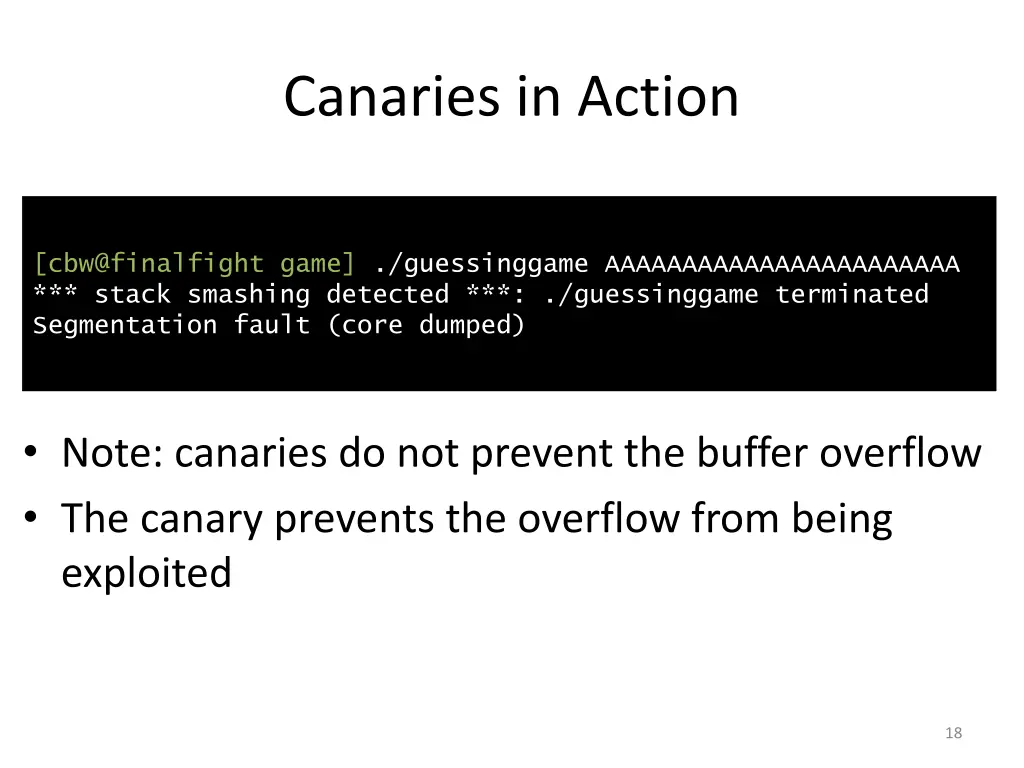 canaries in action