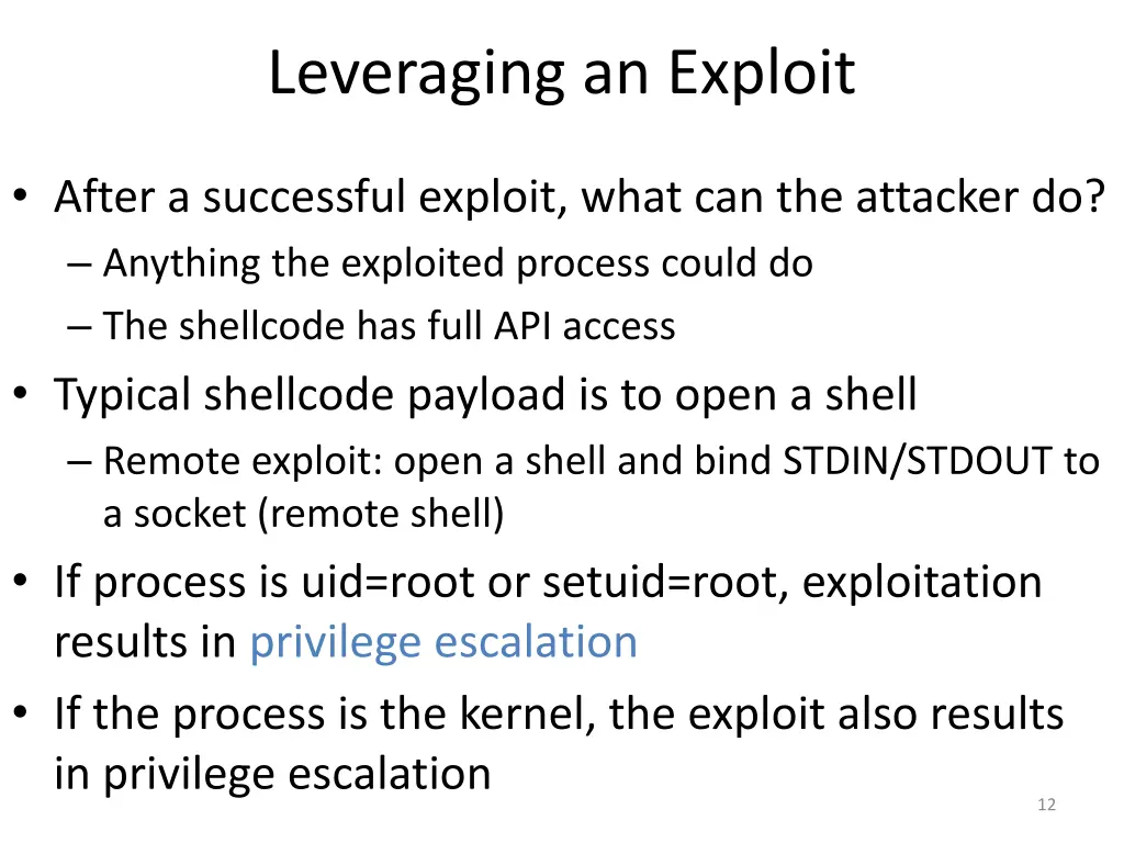 leveraging an exploit