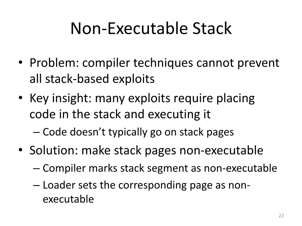 non executable stack