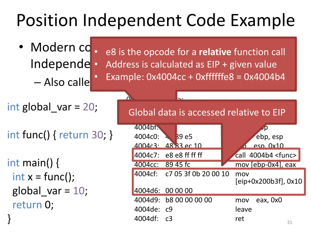 position independent code example