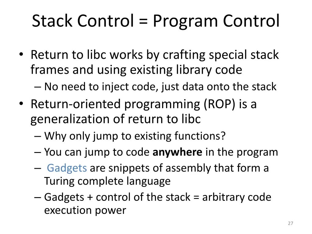 stack control program control