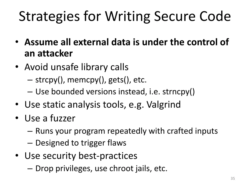 strategies for writing secure code