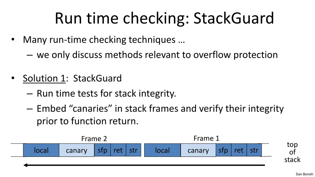 run time checking stackguard