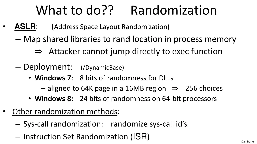 what to do randomization aslr address space