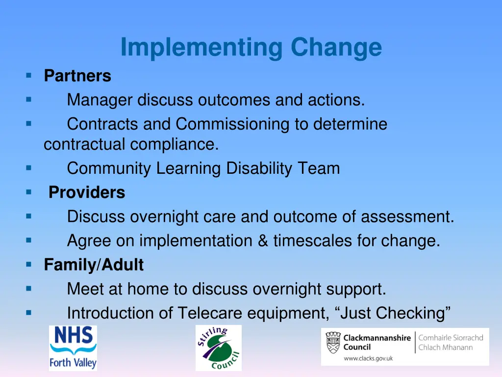 implementing change 1