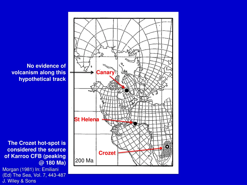 no evidence of volcanism along this hypothetical