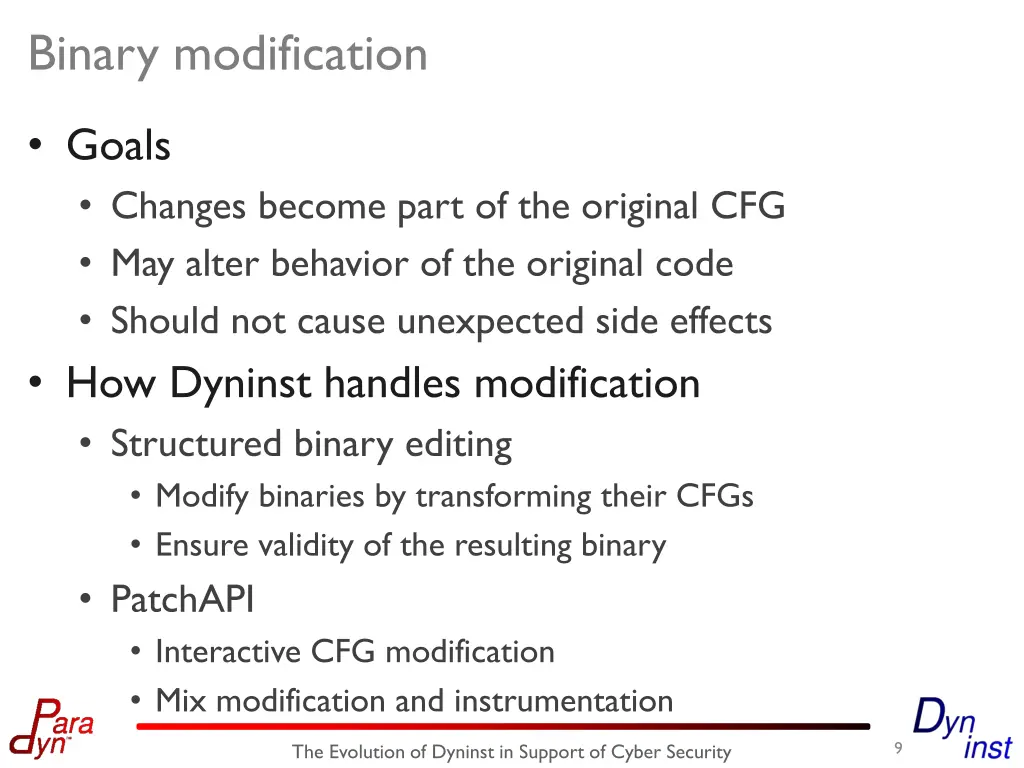 binary modification