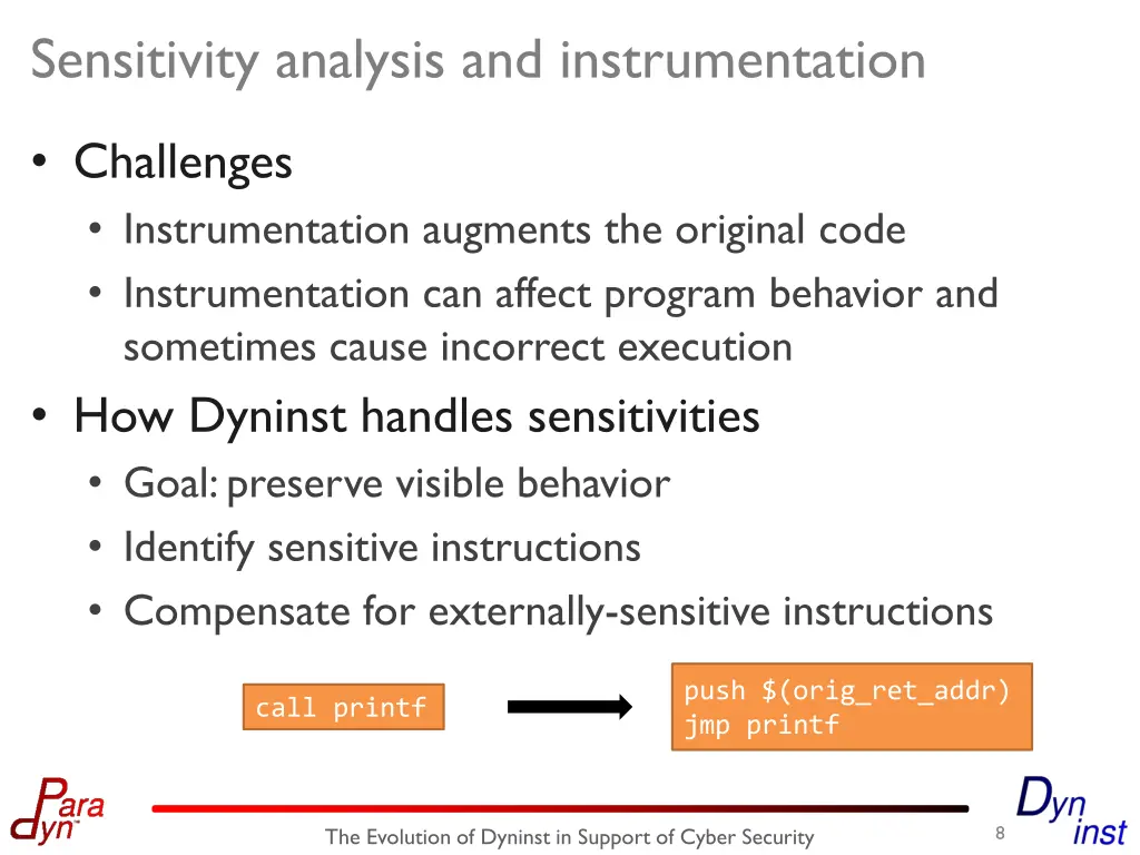 sensitivity analysis and instrumentation