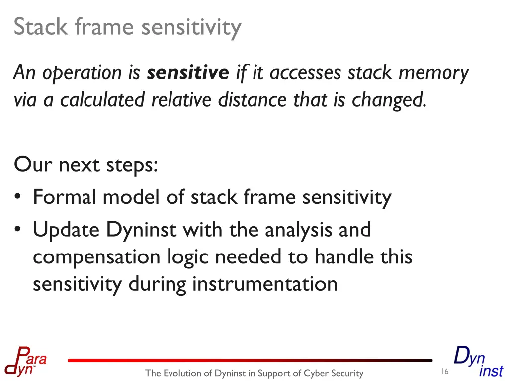 stack frame sensitivity 1