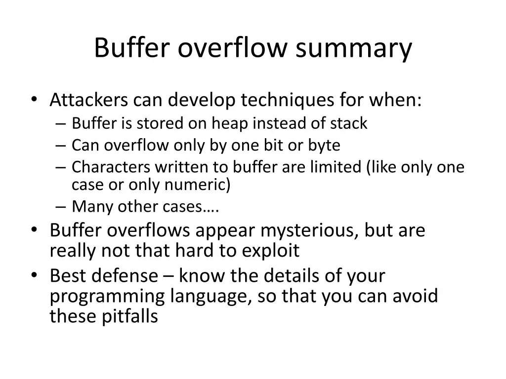 buffer overflow summary