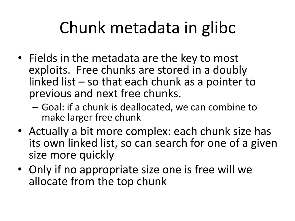 chunk metadata in glibc