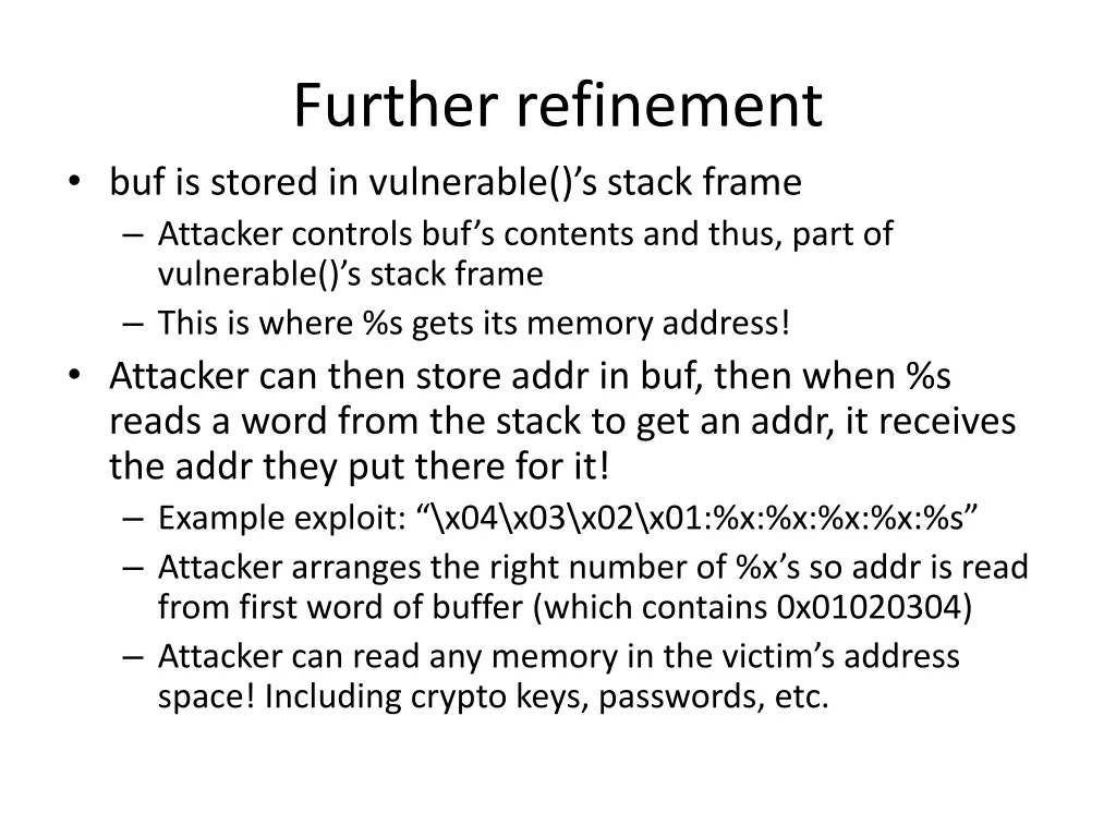 further refinement buf is stored in vulnerable