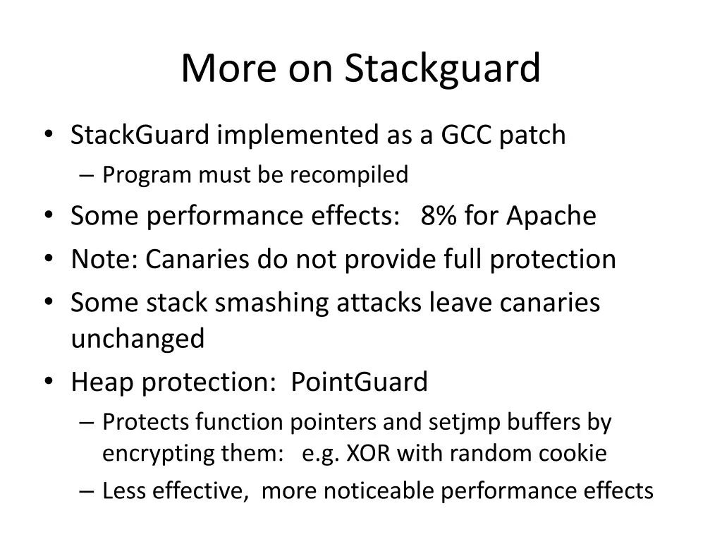 more on stackguard