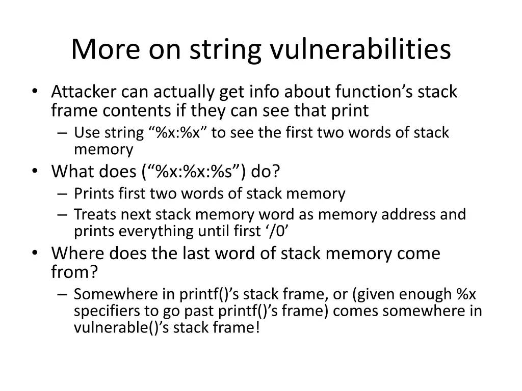 more on string vulnerabilities