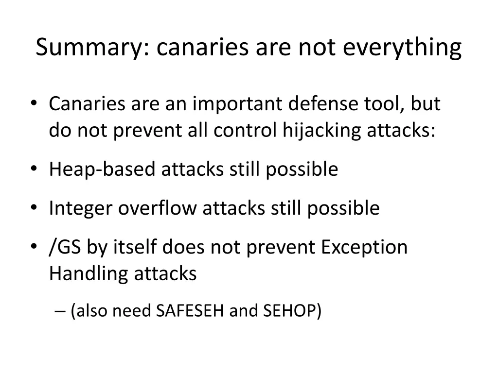 summary canaries are not everything