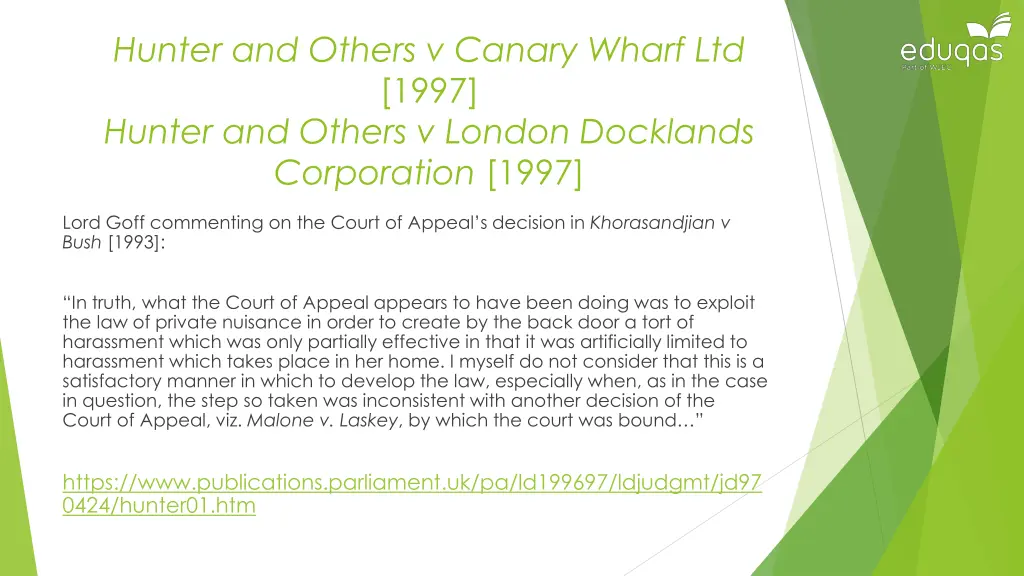 hunter and others v canary wharf ltd 1997 hunter 1