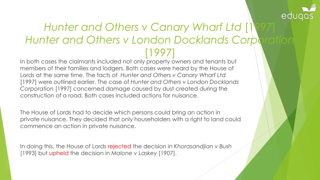 hunter and others v canary wharf ltd 1997 hunter