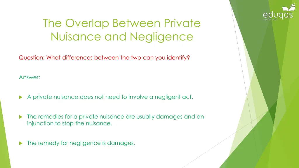 the overlap between private nuisance 1