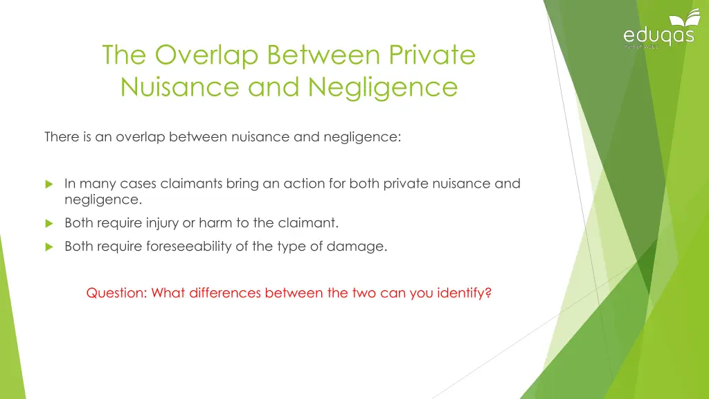 the overlap between private nuisance