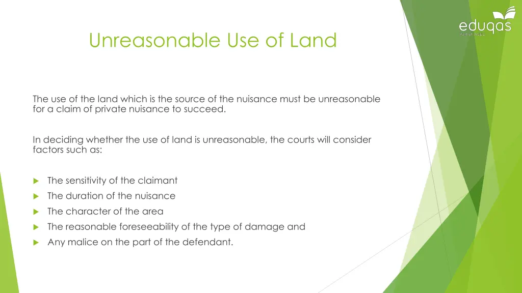 unreasonable use of land