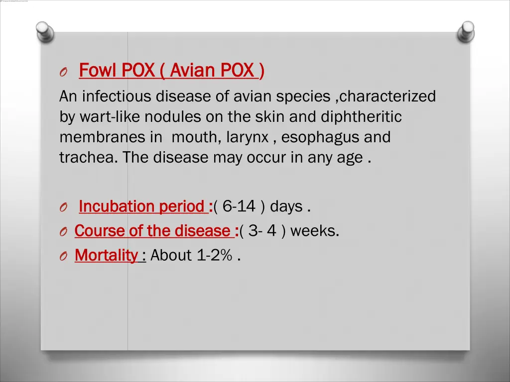 o fowl pox avian pox fowl pox avian