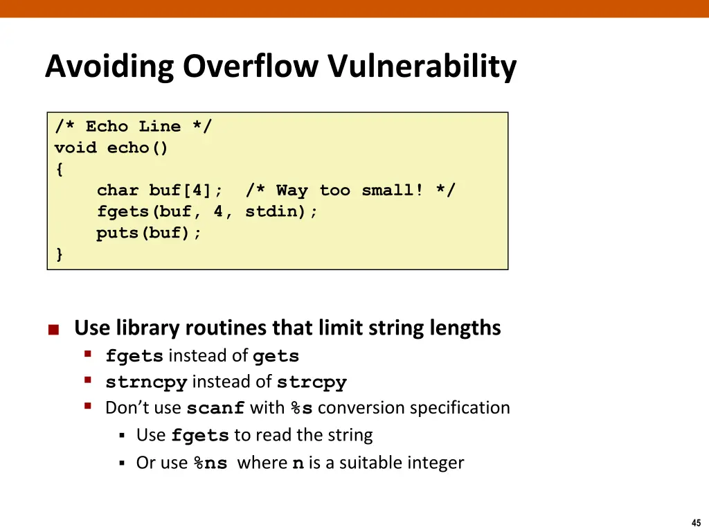 avoiding overflow vulnerability