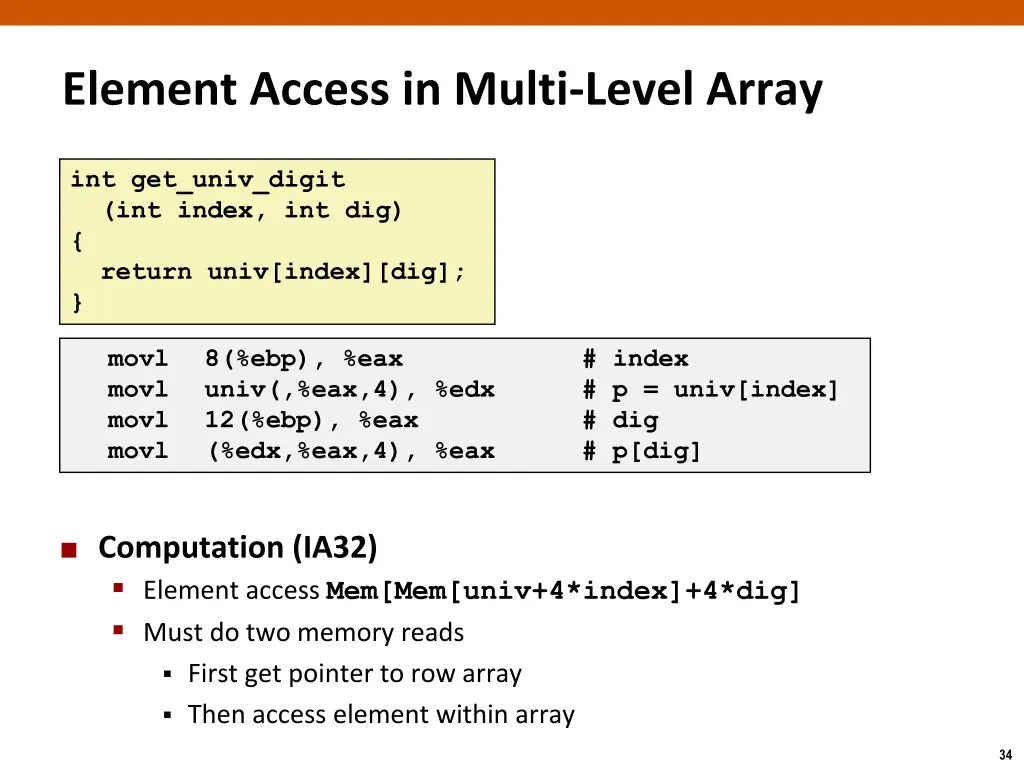 element access in multi level array