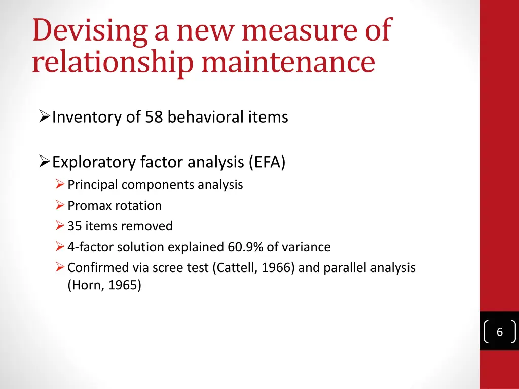 devising a new measure of relationship maintenance