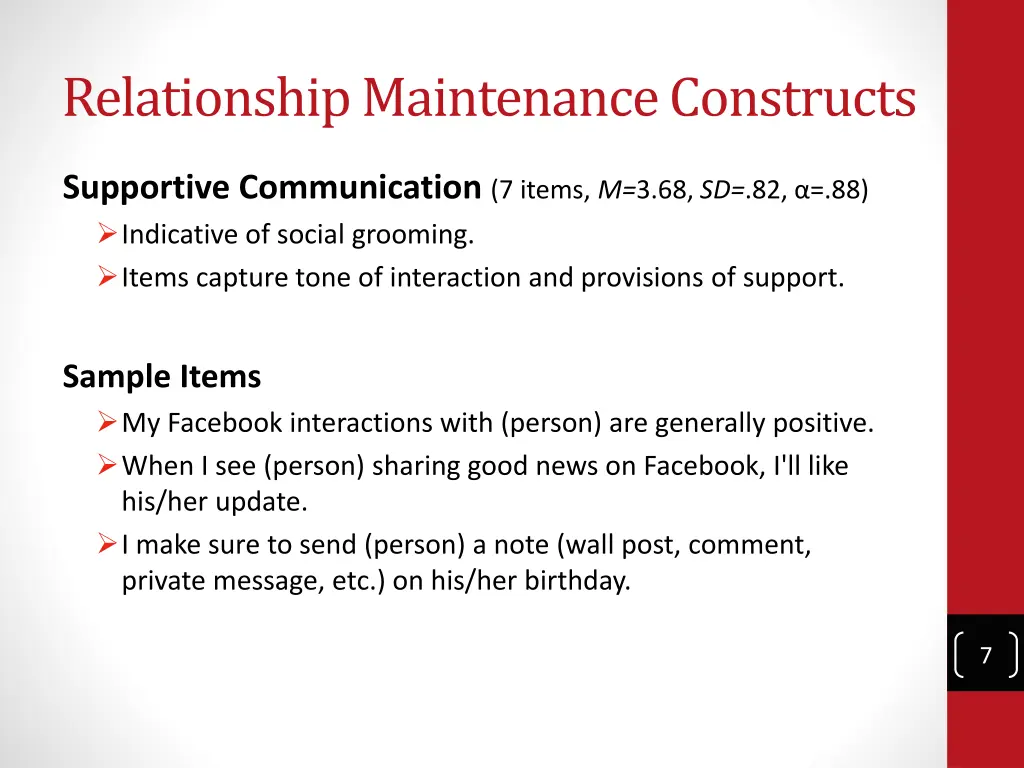 relationship maintenance constructs