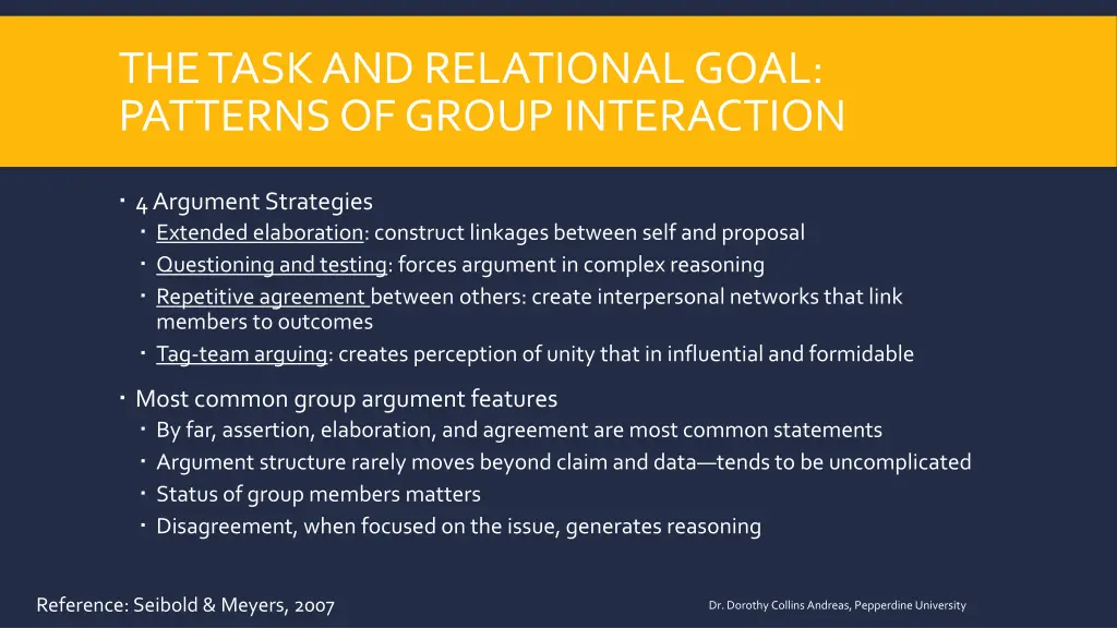 the task and relational goal patterns of group