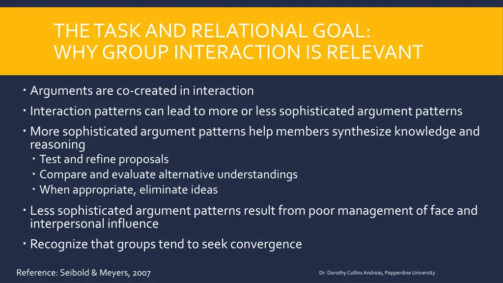 the task and relational goal why group