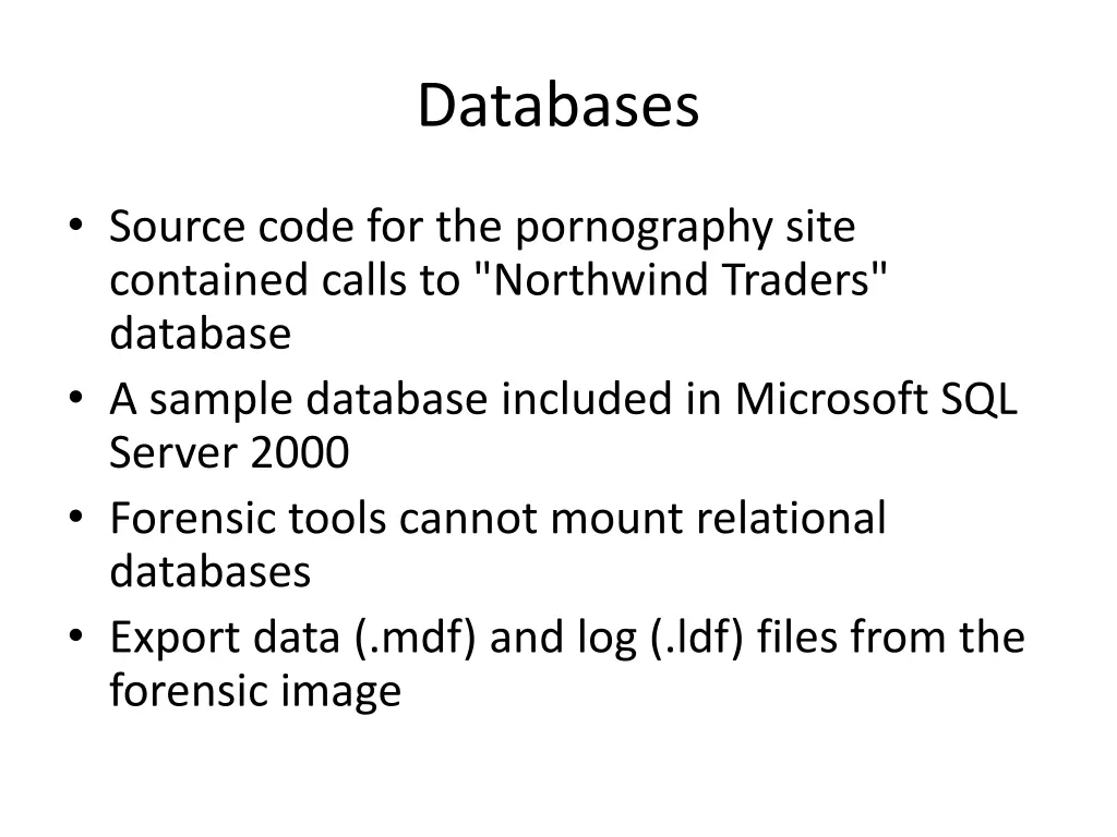 databases