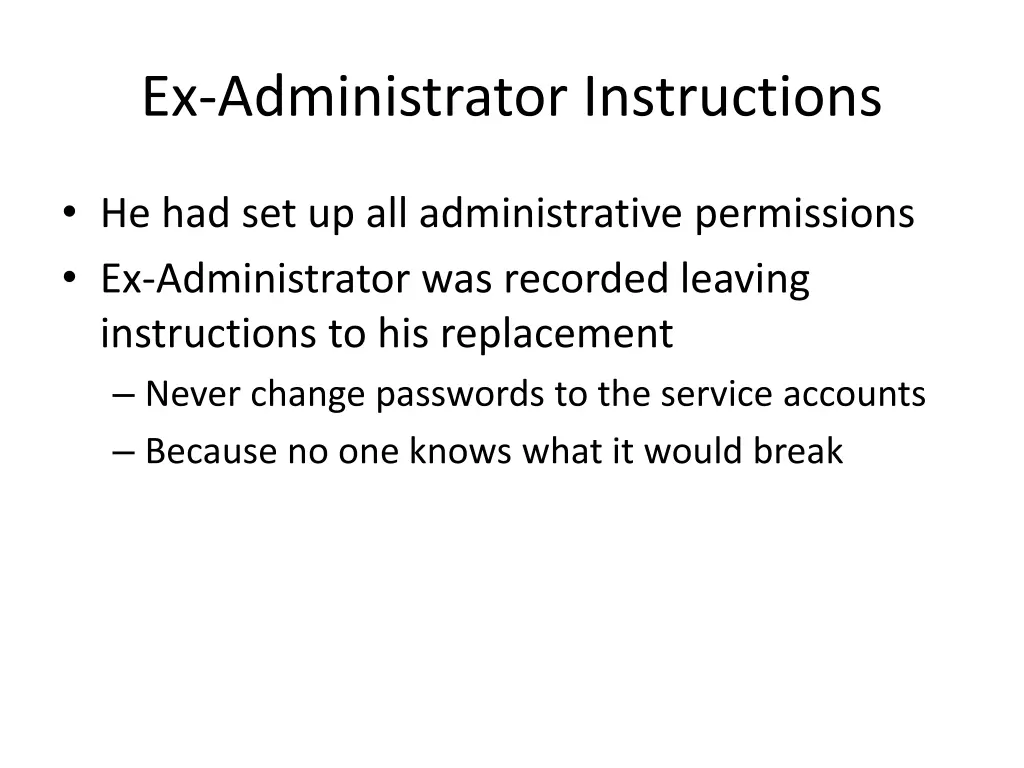 ex administrator instructions