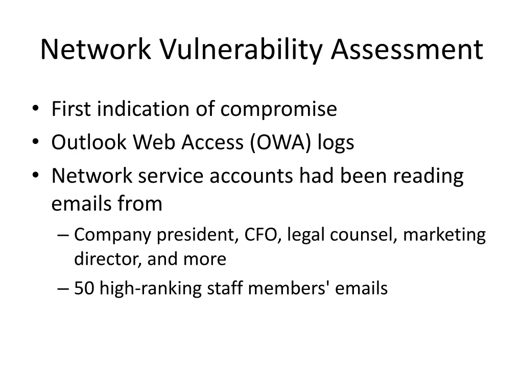 network vulnerability assessment