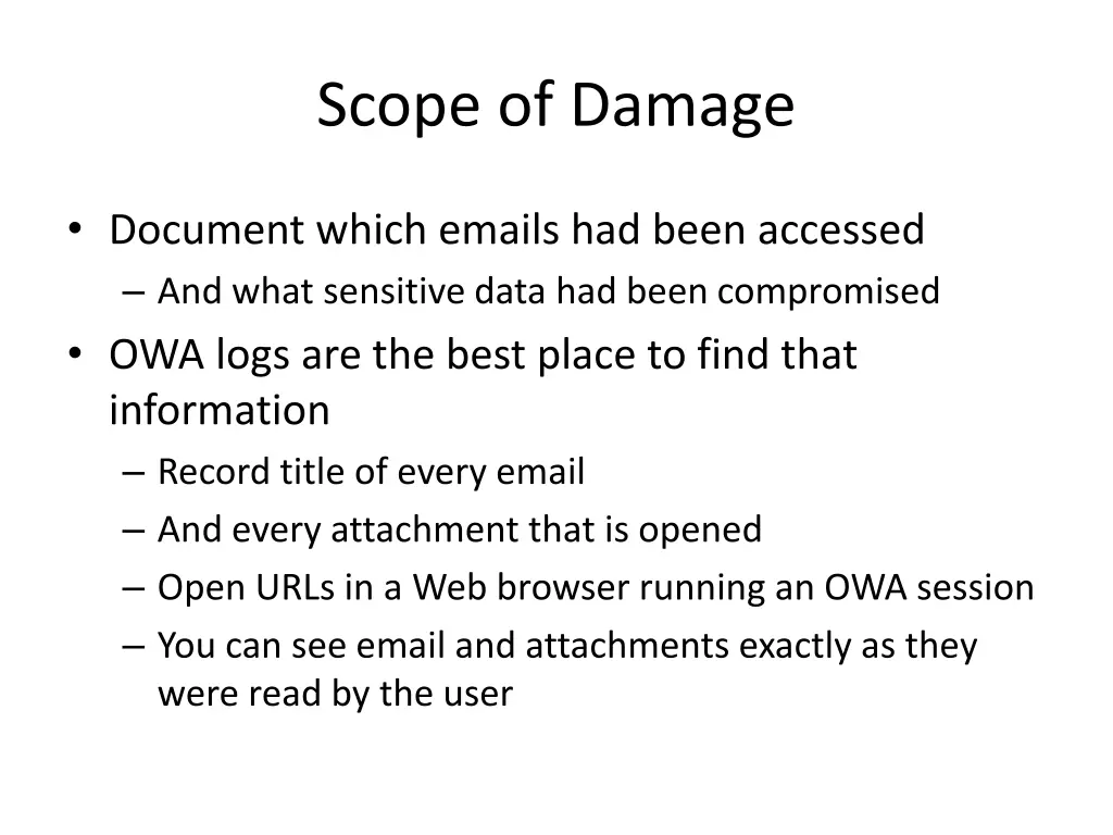 scope of damage