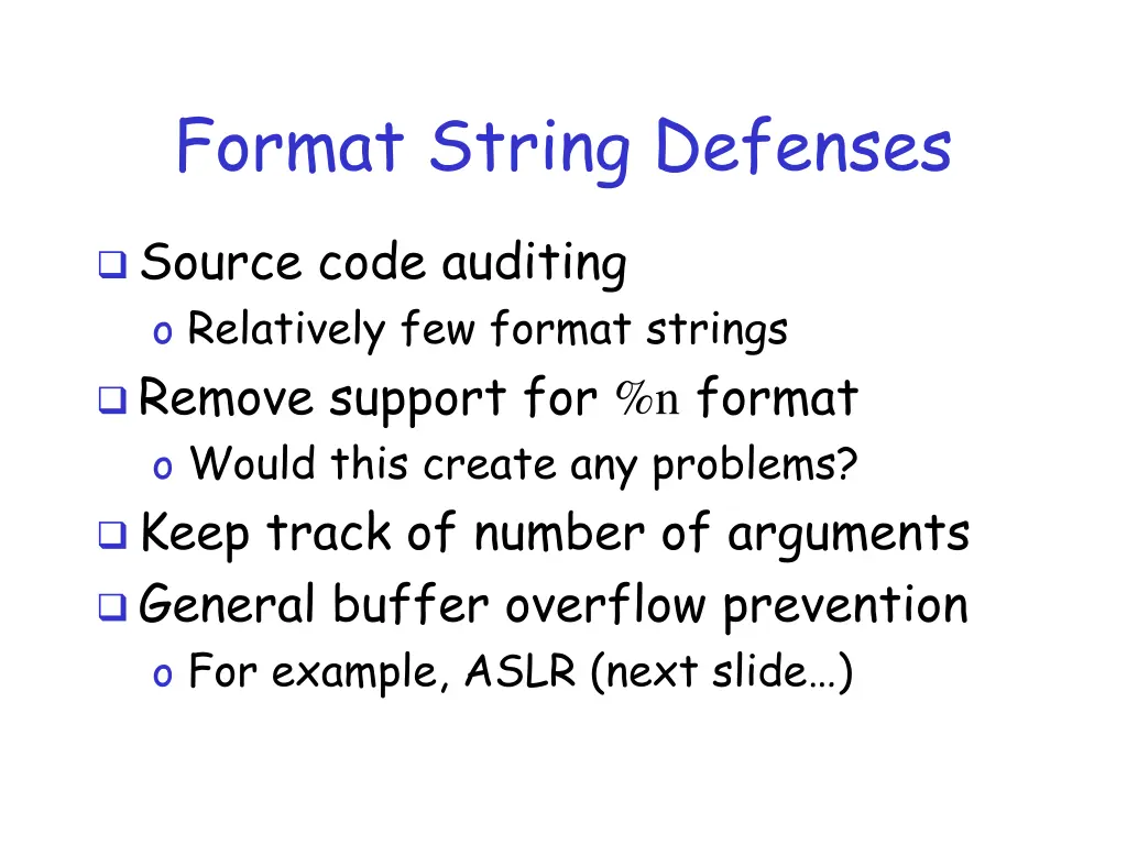 format string defenses