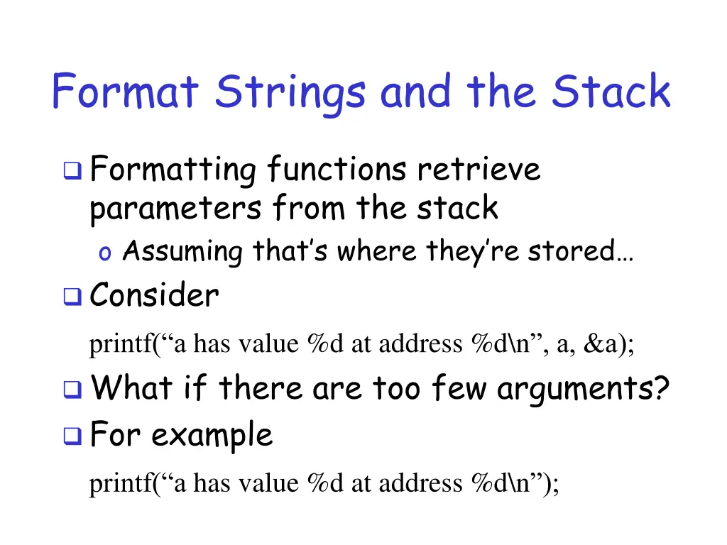 format strings and the stack