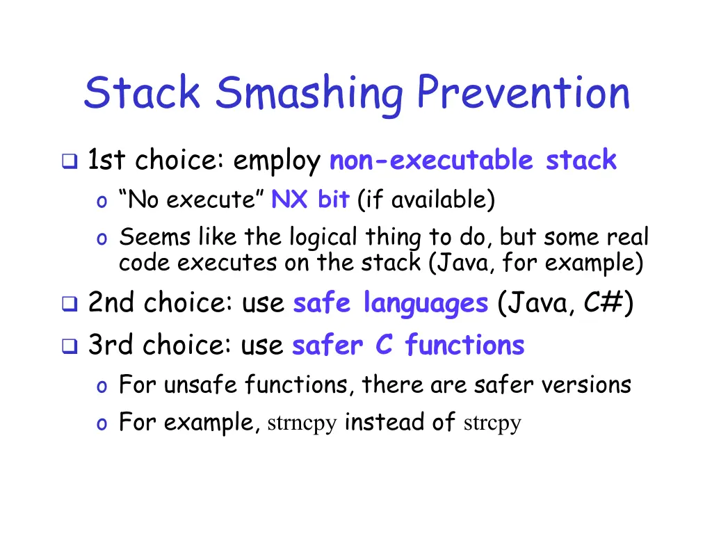 stack smashing prevention