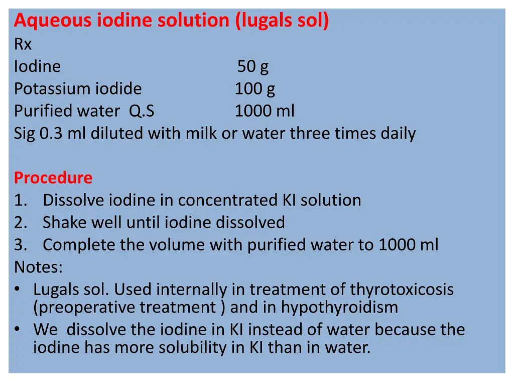 aqueous iodine solution lugals sol rx iodine