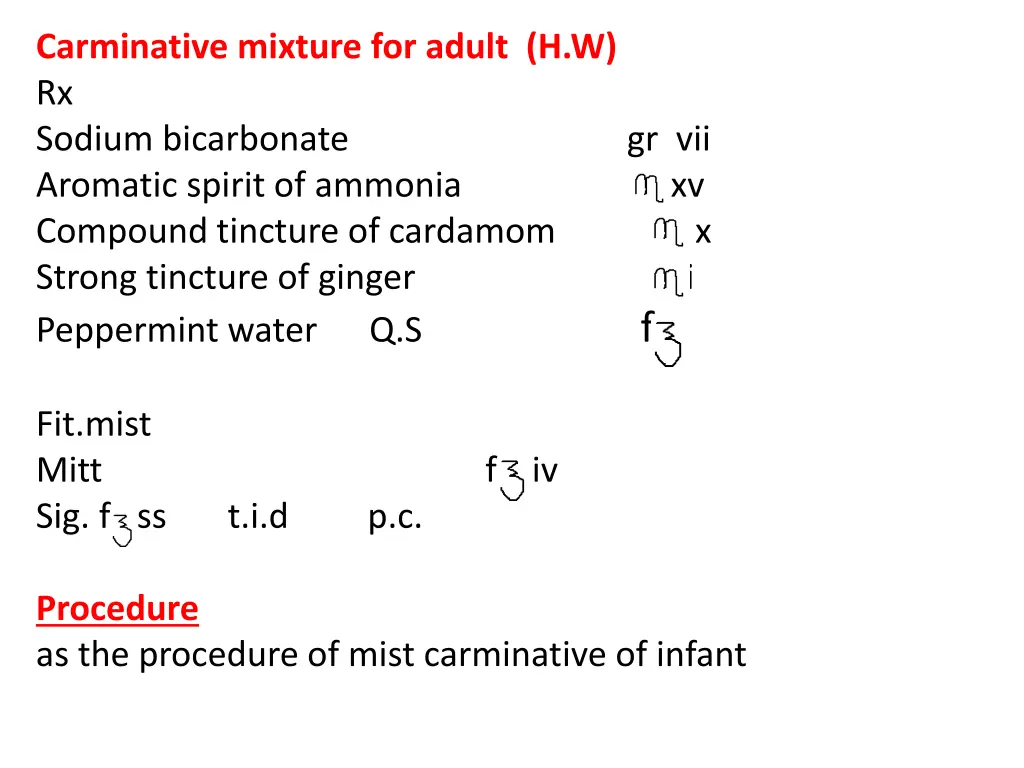 carminative mixture for adult h w rx sodium