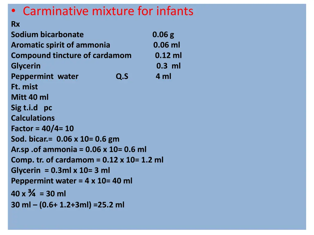 carminative mixture for infants rx sodium